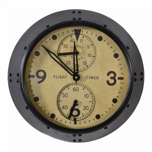 Wandklok Durham metaal zwart 46x10 cm Wandklok Durham metaal zwart 46x10 cm